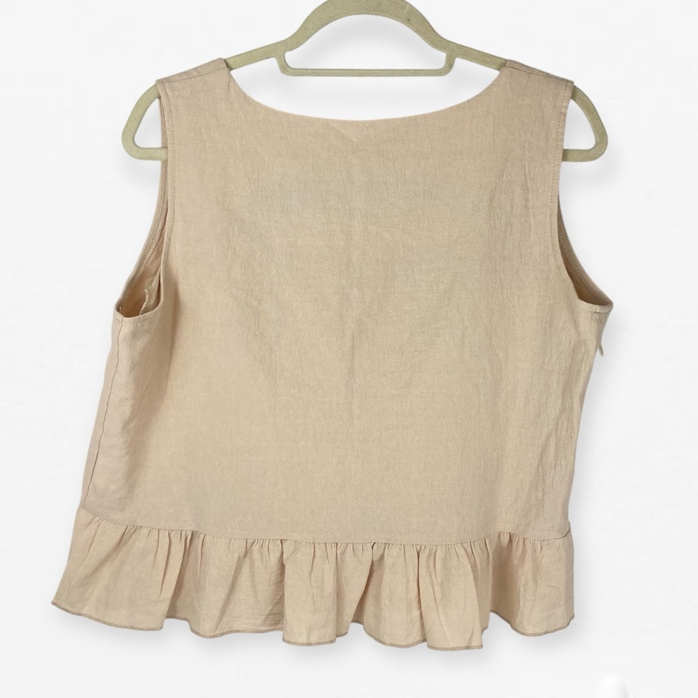 Tan beige 100% cotton Sleeveless Flowy Ruffle Top and matching Shorts XL - Picture 8 of 12